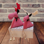 Σετ 2 τμχ Υφασμάτινα ταρανδάκια, κόκκινο καρό (20 cm & 22 cm) - Image 4