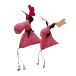 Σετ 2 τμχ Υφασμάτινα ταρανδάκια, κόκκινο καρό (20 cm & 22 cm)