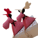 Σετ 2 τμχ Υφασμάτινα ταρανδάκια, κόκκινο καρό (20 cm & 22 cm) - Image 3