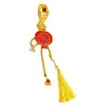 Χειροποιητο Γουρι 2026,με ξυλινο ροδι, 2026, φουντα και καμπανουλες