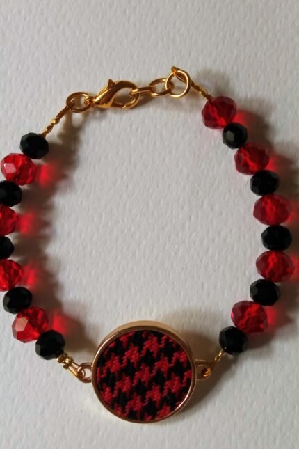 Χειροποίητο βραχιόλι με κρύσταλλα σε κόκκινο-μαύρο