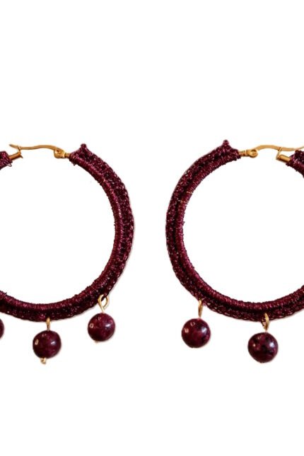 Χειροποίητοι κρίκοι πλεκτοί με γρανάτη