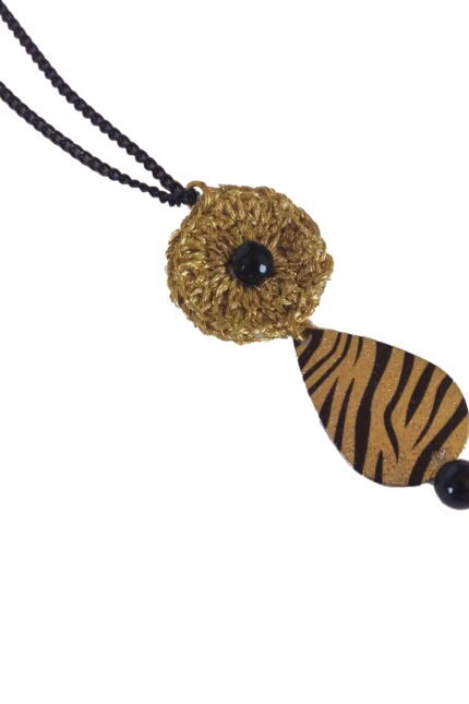 Χειροποίητο κολιέ πλεκτό χρυσαφί