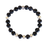 Ελαστικό Βραχιόλι με Μπλε Χρυσόλιθο και Ασημί Λάβα