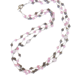 Τρίσειρο Κολιέ με Γκρι Αχάτη, Ροζ Jade και Ροζ Quartz