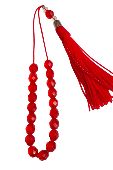 Κομπολόι γυναικείο κόκκινο κόκκινη φούντα 24 εκατοστά