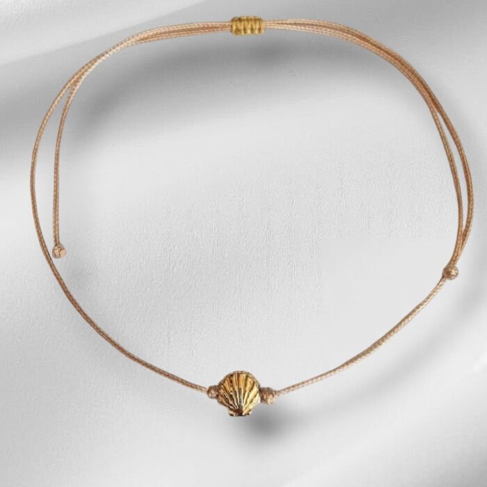 Τσόκερ γυναικείο χρυσαφί αχιβάδα μπεζ snake cord