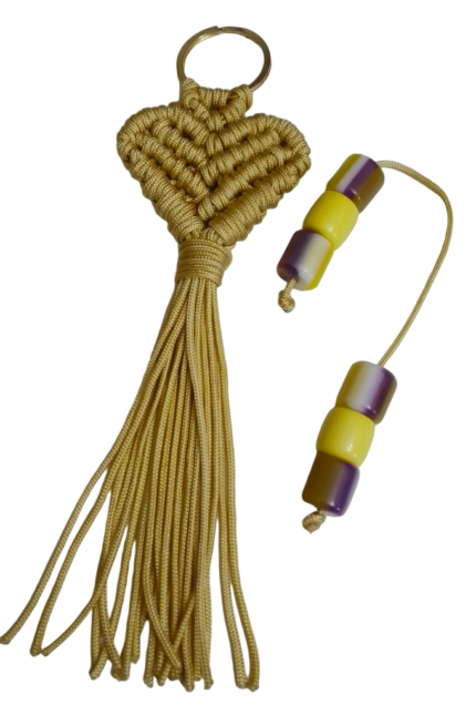 Σετ δώρου μπρελόκ μπεζ καρδιά με μπεζ μπεγλέρι