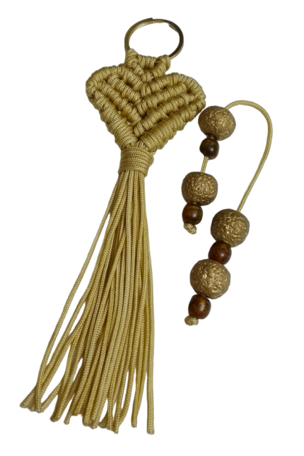 Σετ δώρου μπρελόκ μπεζ καρδιά με μπεζ μπεγλεράκι