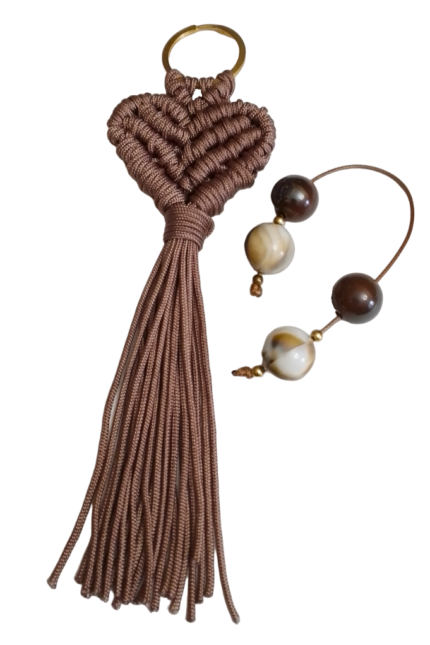 Σετ δώρου μπρελόκ σοκολά καρδιά με καφέ μπεγλεράκι