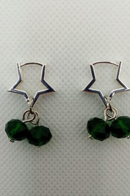 Σκουλαρίκια αστέρια με πράσινα κρύσταλλα