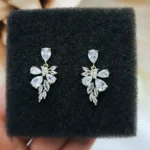 ''PENELOPE'' Κρεμαστά νυφικά σκουλαρίκια επίχρυσα με ζιργκόν πέτρα