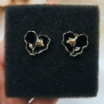 Vintage Σκουλαρίκια σε σχήμα καρδιά με λουλούδι