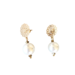 Ατσάλινα Σκουλαρίκια με Λευκό Όστρακο