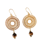 Κρεμαστά Επίχρυσα Σκουλαρίκια με Μάτι Τίγρης