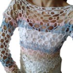 Πλεκτή μπλούζα μέγεθος XS με πολύχρωμο βαμβακερό νήμα