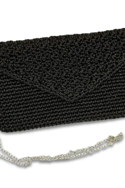 Βραδινή τσάντα χιαστί μαύρη με αλυσίδα