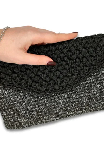 Βραδινό τσαντάκι χιαστί μαύρο με ασημι