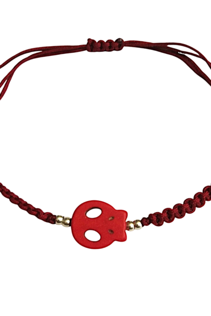 Βραχιόλι αντρικό μπορντώ νεκροκεφαλή χαολίτης