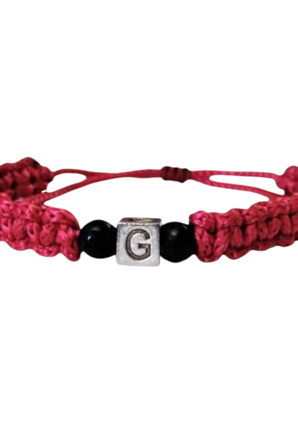 Βραχιόλι αντρικό μονόγραμμα G μπορντώ μακραμέ