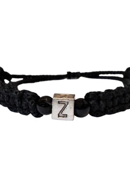 Βραχιόλι αντρικό μονόγραμμα Ζ μαύρο μακραμέ