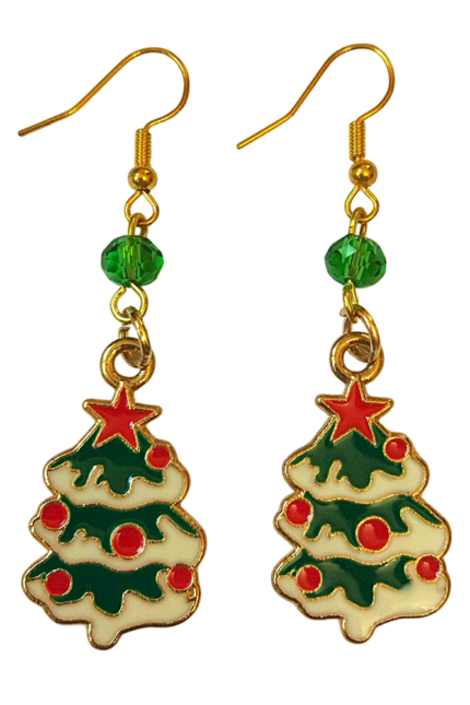 Σκουλαρίκια christmas tree πράσινα κρύσταλλα