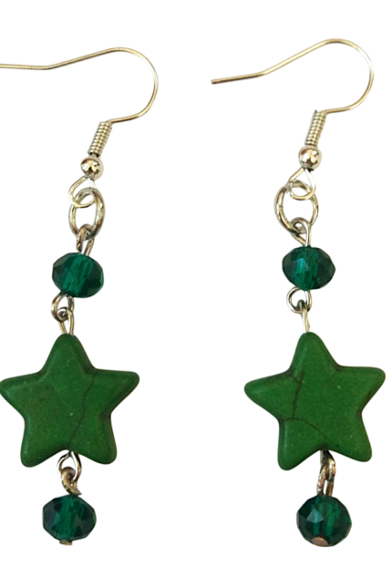 Σκουλαρίκια αστέρι πράσινο χαολίτης