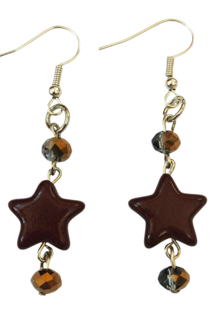 Σκουλαρίκια αστέρι μπορντώ κεραμικό