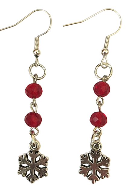 Σκουλαρίκια χιονονιφάδα κόκκινα κρύσταλλα