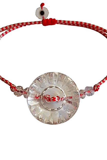 Μαρτάκι γυναικείο κουμπί λευκό στρογγυλό λουλούδι