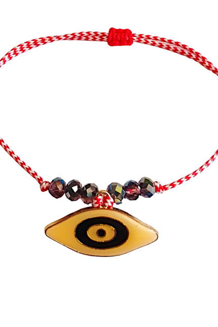 Μαρτάκι γυναικείο μεταλλικό κίτρινο μάτι με σμάλτο