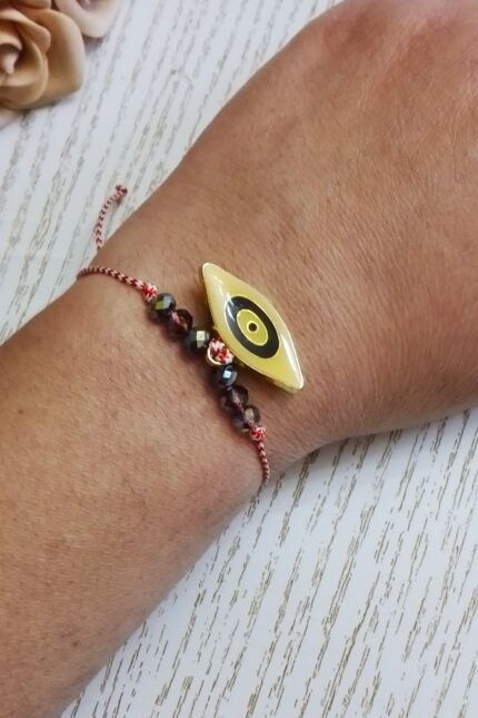 Μαρτάκι γυναικείο μεταλλικό κίτρινο μάτι με σμάλτο