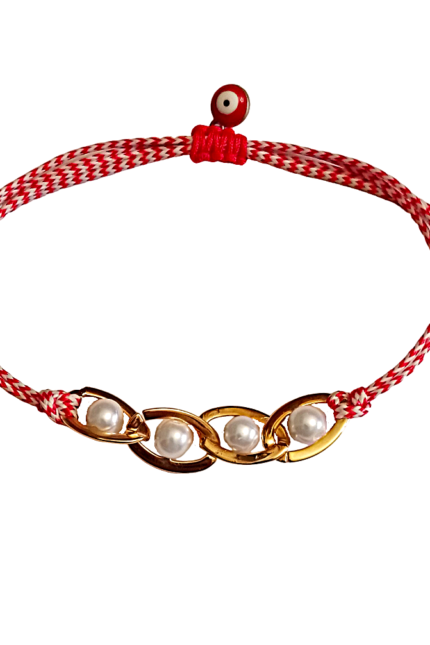 Μαρτάκι γυναικείο χρυσαφί αλυσίδα με πέρλες