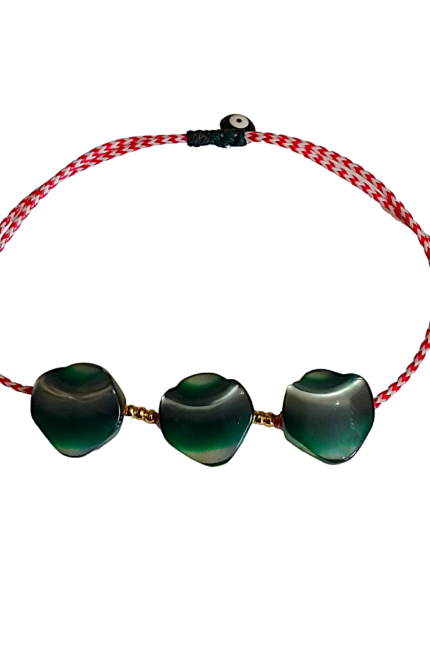 Μαρτάκι γυναικείο τρία μικρά κουμπιά πράσινα καρδιές