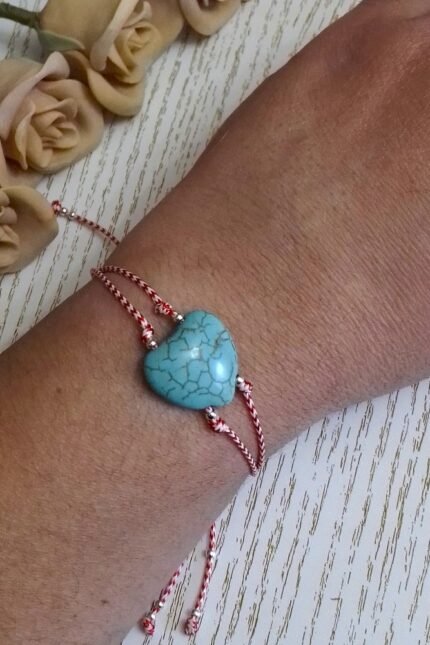 Μαρτάκι γυναικείο καρδιά τυρκουάζ χαολίτης