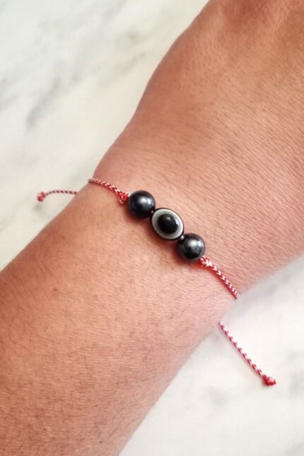 Μαρτάκι γυναικείο μαύρο ματάκι και χάντρες