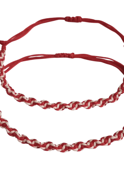 Μαρτάκια σετ γυναικεία δίχρωμο κορδόνι λοξή πλέξη μακραμέ