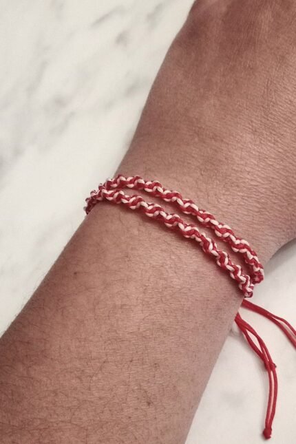 Μαρτάκια σετ γυναικεία δίχρωμο κορδόνι λοξή πλέξη μακραμέ