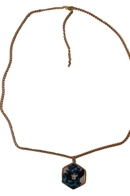 Χειροποίητο κολιέ με απεικόνιση βενετσιάνικης μάσκας με υγρό γυαλί