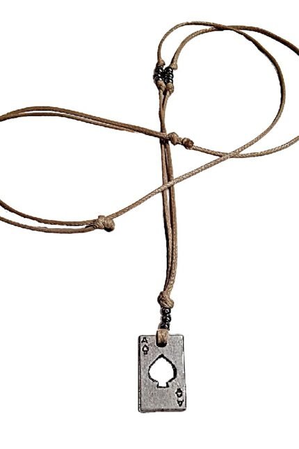 Αντρικό μενταγιόν μπεζ δερματίνη μεταλλικό τραπουλόχαρτο