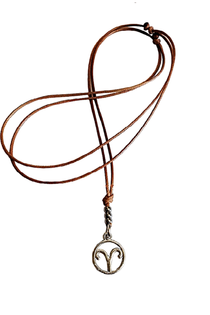 Αντρικό μενταγιόν καφέ ζώδιο Κριός μεταλλικό