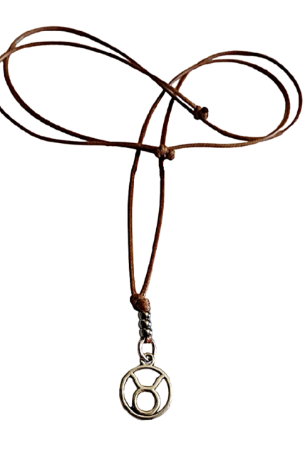 Αντρικό μενταγιόν καφέ ζώδιο Ταύρος μεταλλικό