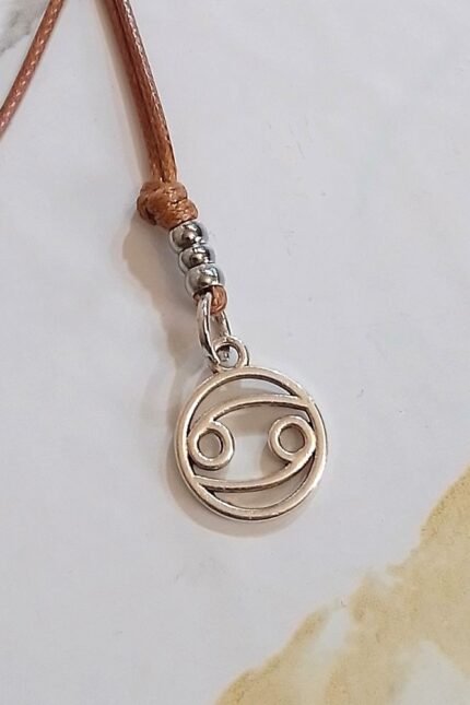 Αντρικό μενταγιόν καφέ ζώδιο Καρκίνος μεταλλικό