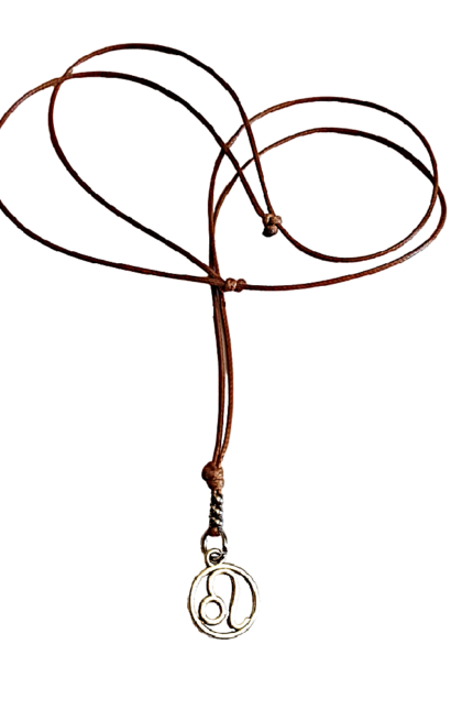 Αντρικό μενταγιόν με σοκολά snake cord ζώδιο "Λέων"