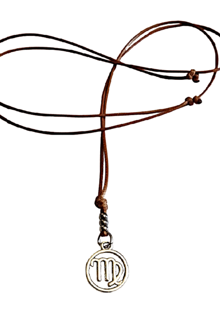 Αντρικό μενταγιόν καφέ ζώδιο Παρθένος μεταλλικό