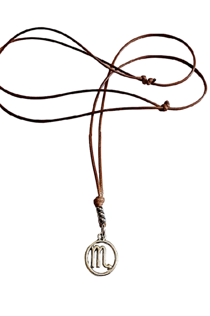 Αντρικό μενταγιόν καφέ ζώδιο Σκορπιός μεταλλικό