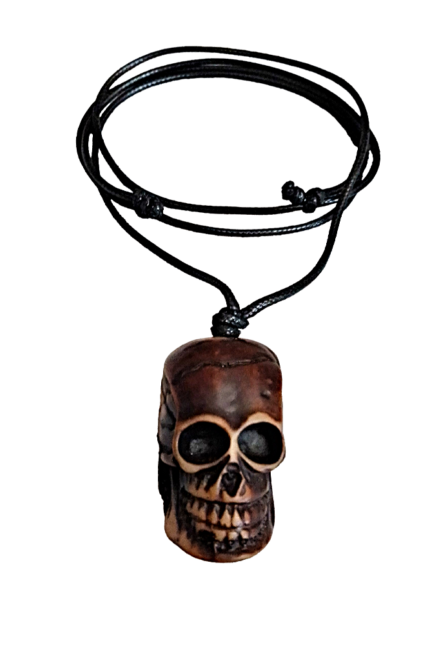 Αντρικό μαύρο μενταγιόν καφέ νεκροκεφαλή skull 3d