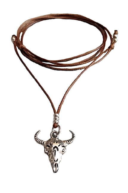 Αντρικό καφέ μενταγιόν ταύρος μεταλλικός χάντρες