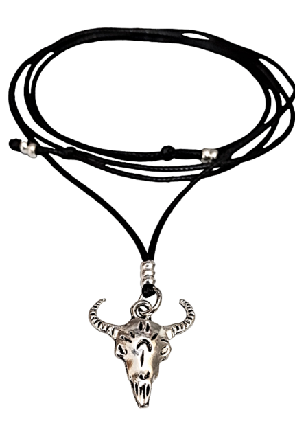 Αντρικό μαύρο μενταγιόν ταύρος μεταλλικός χάντρες