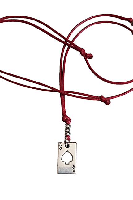 Αντρικό μενταγιόν μπορντώ μεταλλικός άσσος μπαστούνι